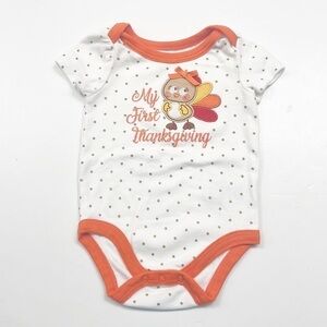 Baby Essentials My First Thanksgiving turkey polkadot baby girls bodysuit